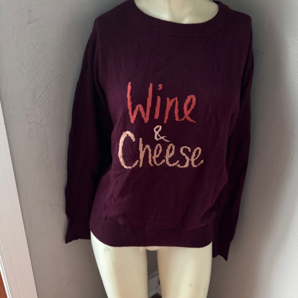 Loft wine and cheese sweater size medium cranberry nwt wool